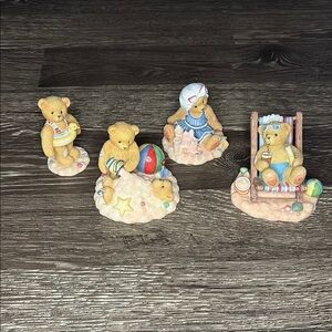 Cherished Teddies Beach Bear Figurine Set Includes Ron, Jim & Joey, Sandy, Jerry